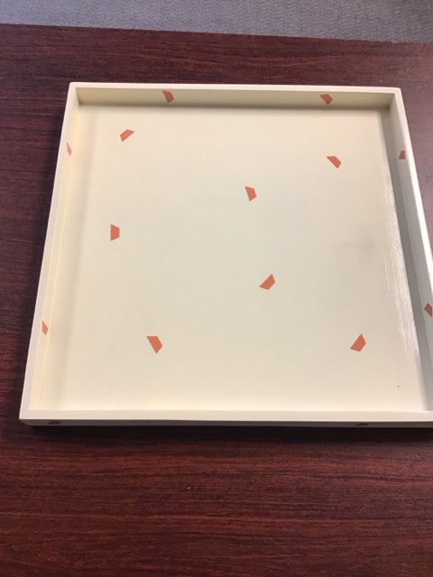 12" Square Nate Berkus Cream W/Pink Confetti Tray