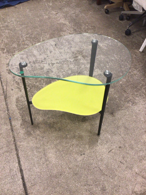 Glass & Yellow End Table