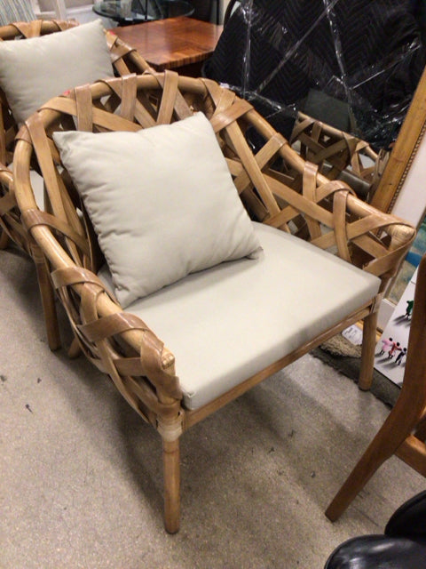 AS-IS Rattan Chair W/Pillow (Spot On Cushion)