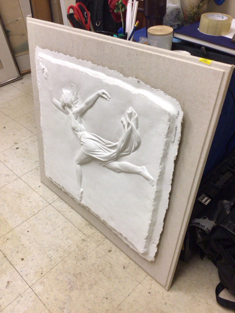 35" X 33" Bruno Lucchesi Signed Dancing Women on Cast Paper Relief Wall Decor