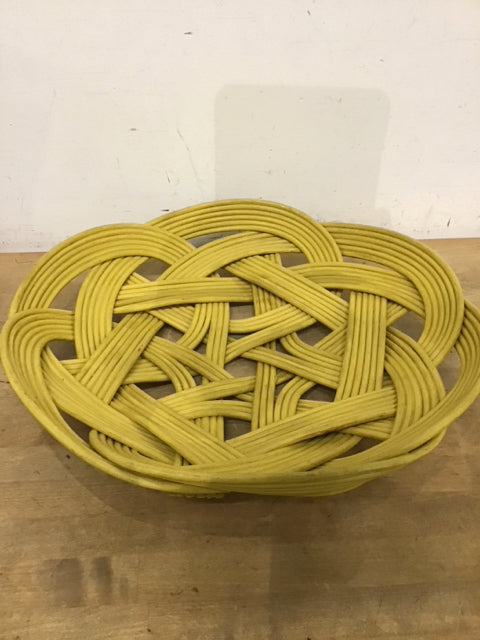22" Yellow Woven Rattan Bowl