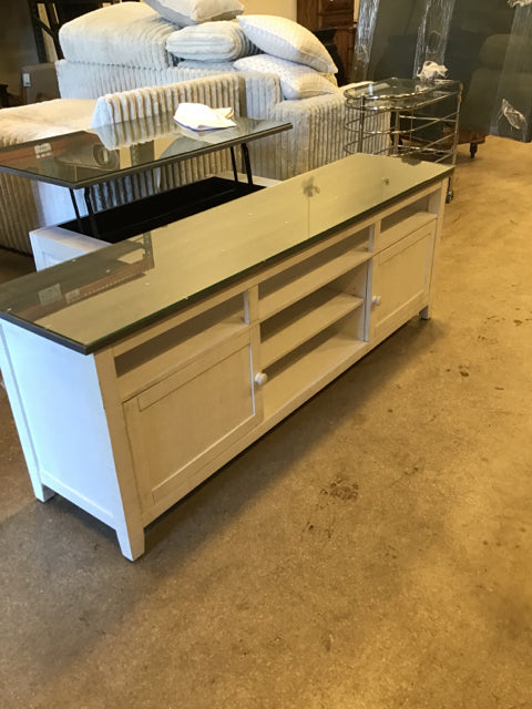 86" Amish Wood Glass Top Media Console