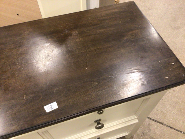 AS-IS Ashley Furniture Two Drawer Cream Two Tone Nightstand(Top Damage)