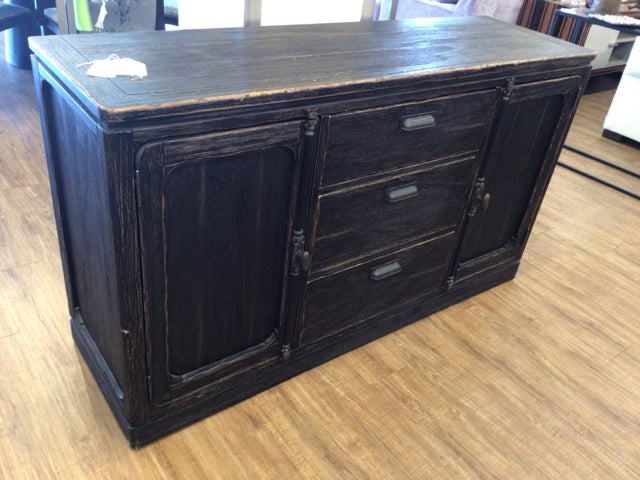 60â€ x 18â€ x 34â€ Two Door/Three Drawer Distressed Wood Console Table
