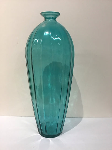 22" Blue Glass Vase w/Narrow Top