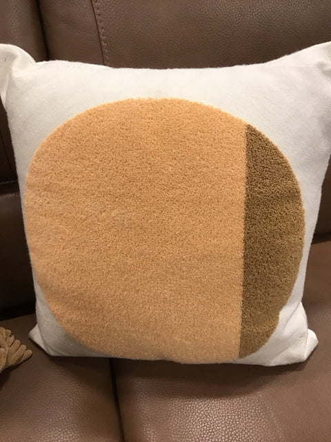 20" Cream W/Orange Tan Circle Pillow