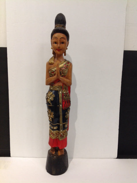 25" Carved & Painted Thai Woman