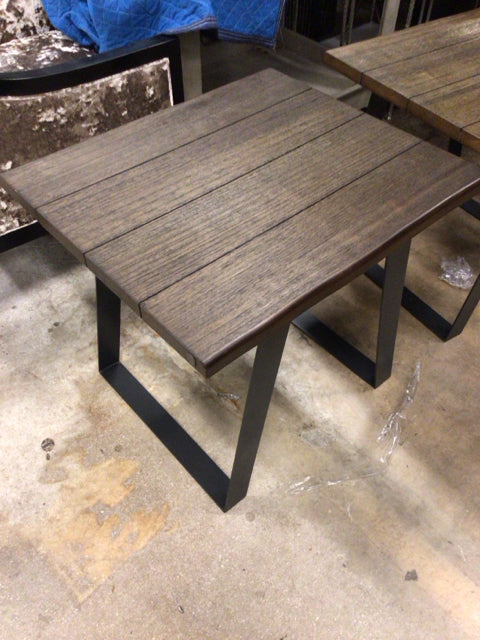 RTG Wood Panel Top Metal Leg End Table