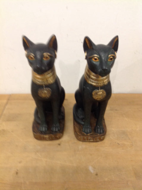 12" Pair Of Resin Egyptian Cats