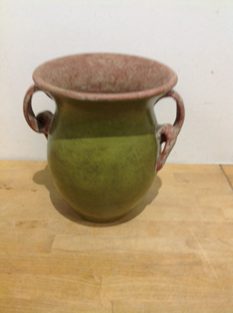 Vase- 10" Green Pottery Urn