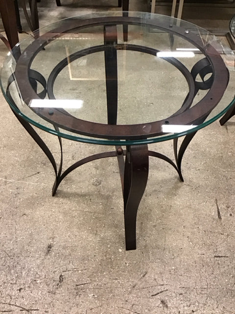 26" Glass & Bronze Color End Table