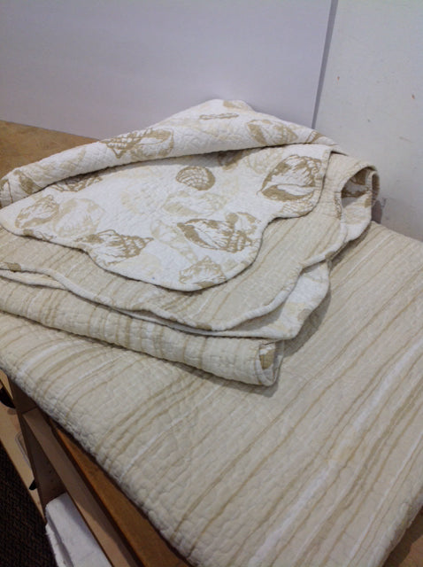 Queen Size Tan Striped Quilt