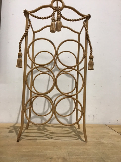 21.5" Beige Metal Tassle Wine Rack
