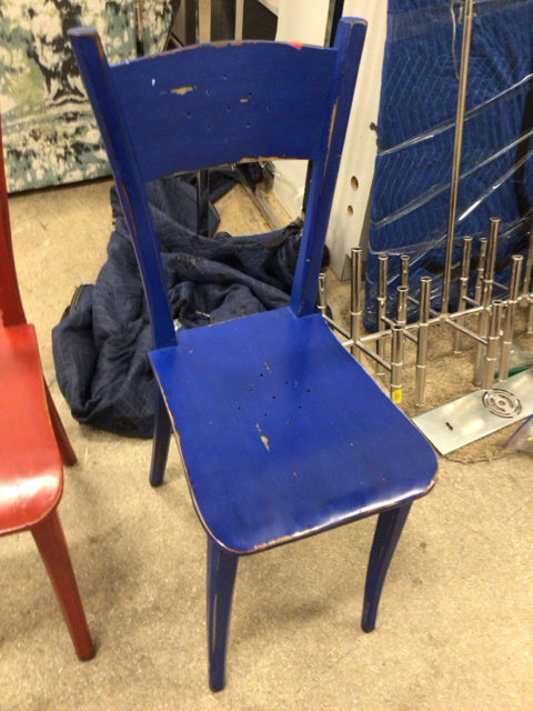 Blue Wood Ladder Back Chair