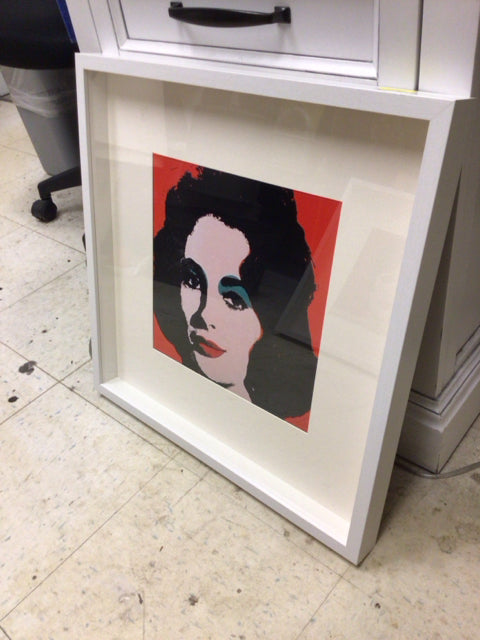 21" Square White Wood Framed Woman On Board Print