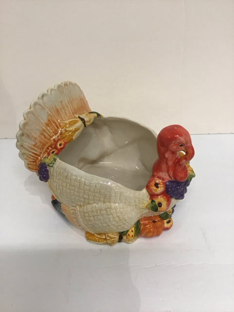 Painted Ceramic Turkey Bowl