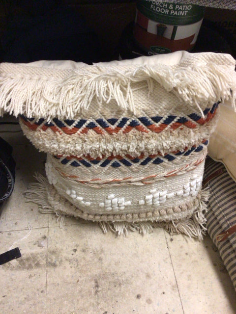 Beige Blue /Orange/White Tassel Pillow