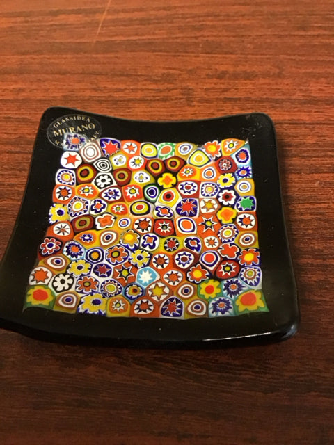 3" Murano White Art Glass Trinket Dish