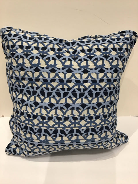Tan/Blue Geometric Pillow