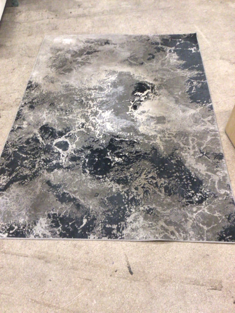 63" X 89" Grey/Blue Abstract Rug
