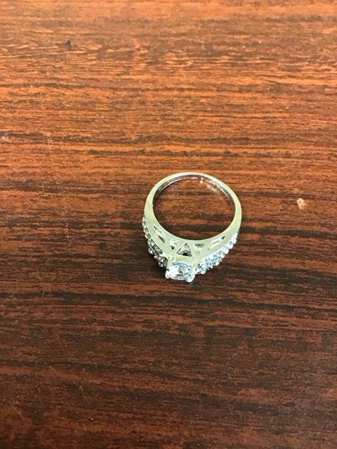 Silvertone Square CZ Rhinestone Ring