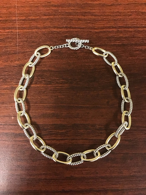 18" Yurman Like Gold/Silver Link Necklace