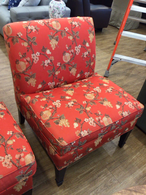 EA Red Floral Pattern Slipper Chair