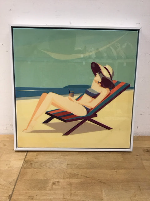 17"Sq Lady At the Beach