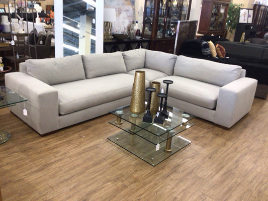 Robin Bruce Grey Down Filled Fabric Three Piece Sectional