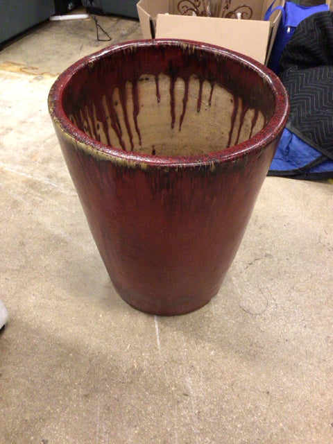 26 1/2" Red Ceramic Drip Glaze Planter