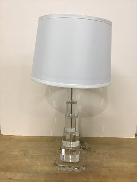 24" Stacked Glass Skyscraper Lamp w/Shade