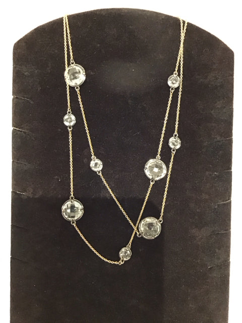 Gold Necklace w/Round Crystals