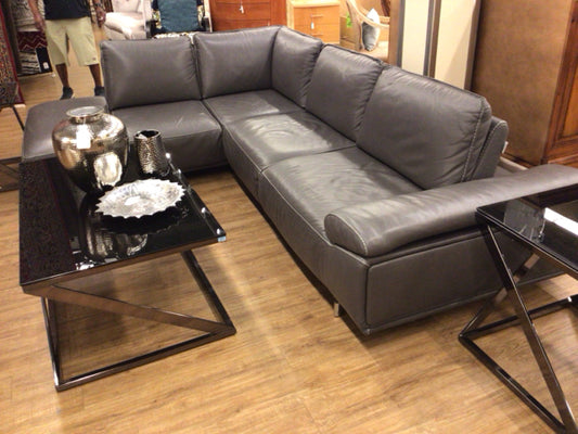 Antonni Modern Roxanne Right Hand Facing 2 Pc Dark Grey Leather Sectional
