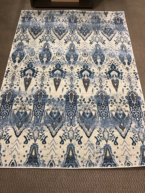 5'x7' Multi Blue Gray & Cream Pattern Rug
