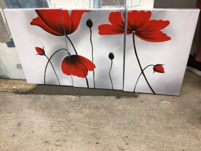 Poppy Tryptych Print On Canvas