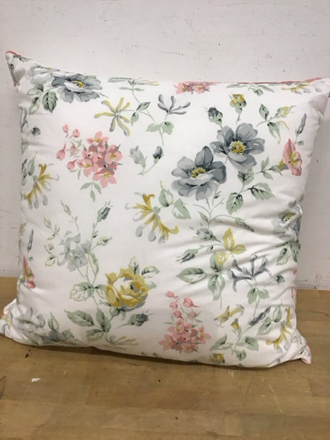 26" White Floral Pillow