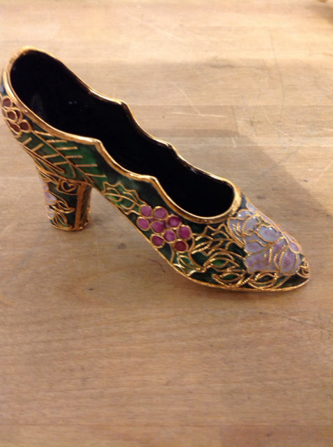 5.5" Green Lavender & Gold Shoe Trinket