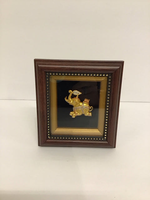 4.5"x5" Framed Gold Royal Decorated Elephant