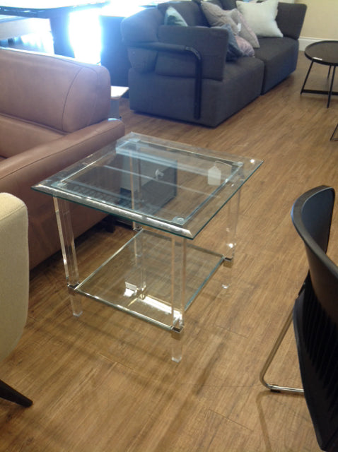 24" Lucite Chrome Glass End Tables