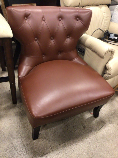 Brown Vinyl Button Tufted Chair