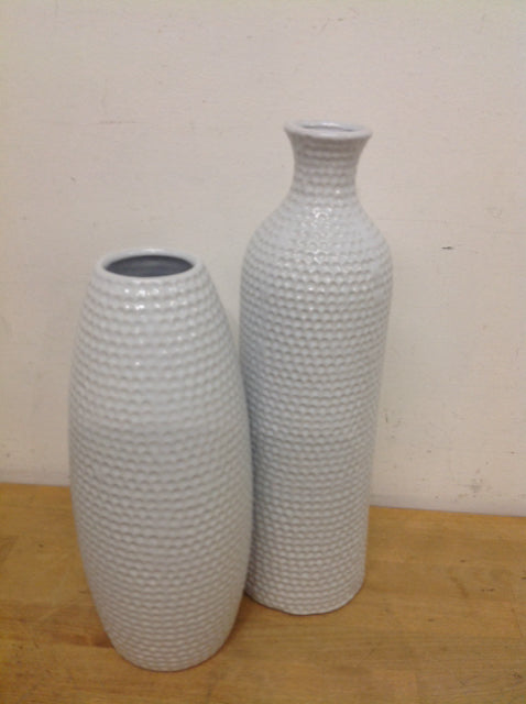 Vases - Set Of 2 White Ceramic
