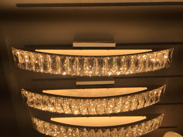 Curved Crystal & Chrome Sconce
