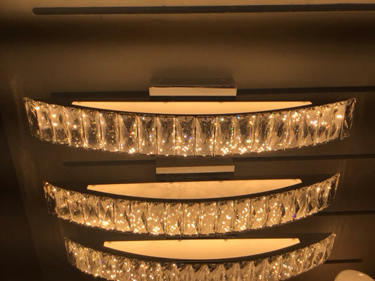 Curved Crystal & Chrome Sconce