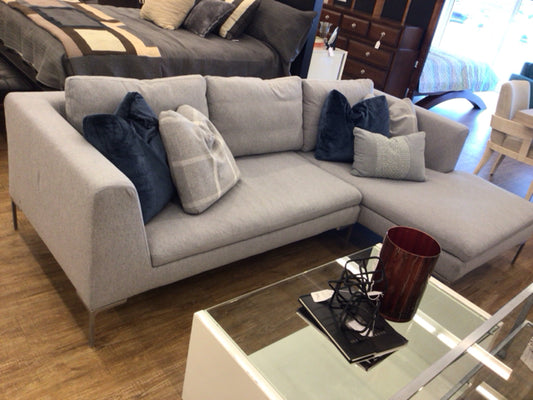 B&B Italia Charles Grey Two PC Right Arm Chaise Sectional Sofa