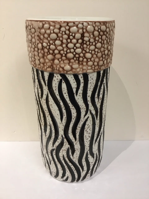 19" Zebra Enamel Umbrella Stand