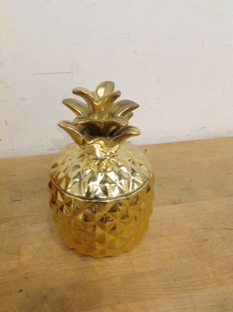 10" Gold Ceramic Pineapple Jar