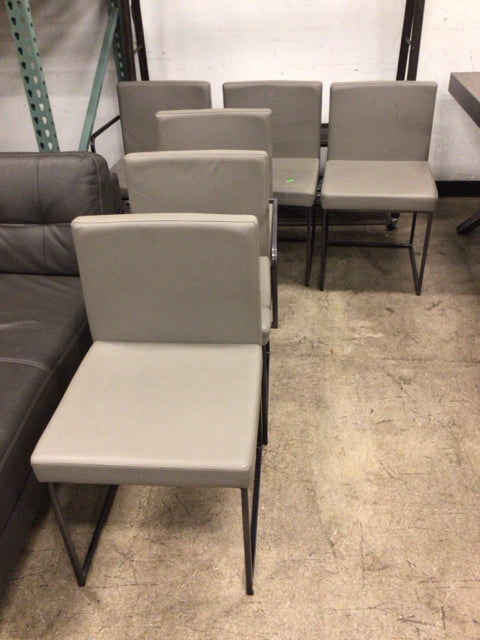 Set Of 6 Calligaris Leather & Metal Dining Chairs