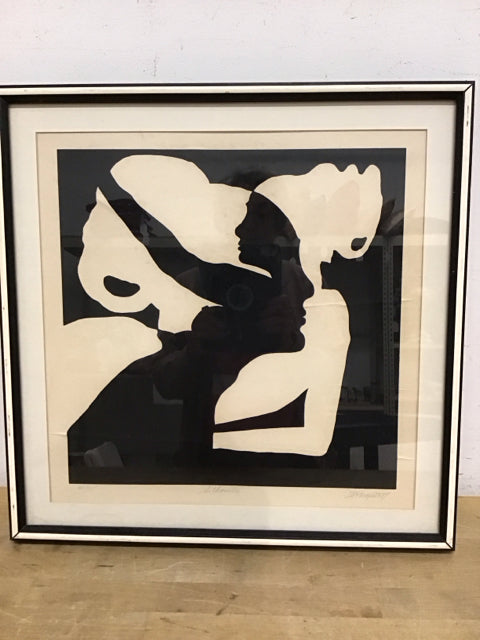 20"Sq Framed "Silhouette" AS-IS Slight Water Damage/Frame Lot of Nicks