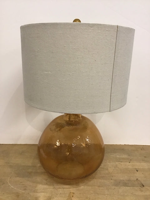 Amber Glass Globe Table Lamp w/Drum Shade