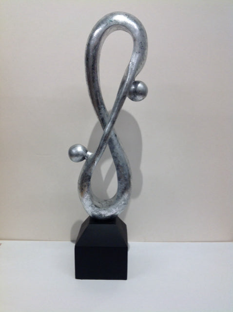 Abstract Wood Silver People on Stand